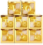 Geyee 8 Pcs Clear Balloon Box with Letters, Baby Shower, Gold by Geyee