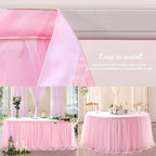 Suppromo 6ft Pink Tulle Table Skirt Baby Shower Tablecloth for Rectangle Tables or Round Tables Pink Ruffle Tutu Table Skirts Teacher Desk Skirt Princess Girls Birthday Party Cake Dessert Decorations - Image 5