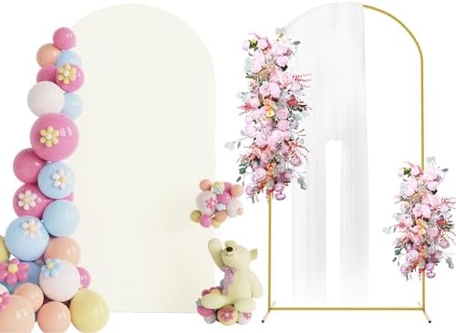 Putros Arch Backdrop Stand and Cover Set, 7.2ft Arch Stand with Ivory Cover by Putros