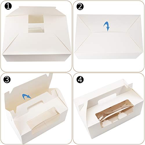 EUSOAR Cupcake Boxes with Holders, 50pcs 9.3" x 5.9" x 3.5" Cupcake Carrier with Handle Insert Display Window, Party Favor Bakery To Go Cupcake Muffin Carry Boxes Container Fits 6 Cupcakes or Muffins - Image 3