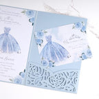 50PCS Baby Blue Laser Cut Wedding Invitation with Envelopes and Rsvp Cards - Image 4