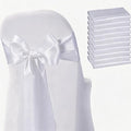 Satin Chair Sashes Bows 50 Pack Universal Polyester Chair Ribbons for Wedding Anniversary Retirement Party Birthday Engagement Banquet Graduation Outdoor Events Decor (White, 50 pcs) by JKDMJF