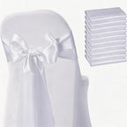 Satin Chair Sashes Bows 50 Pack Universal Polyester Chair Ribbons for Wedding Anniversary Retirement Party Birthday Engagement Banquet Graduation Outdoor Events Decor (White, 50 pcs) by JKDMJF