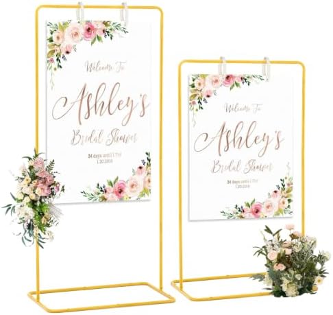 2Pcs Gold Wedding Sign Stand,Adjustable Height Welcome Poster Easel Stand by WeddingPartyDecoration
