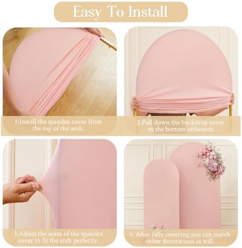 Pink Arch Backdrop Cover Set of 2 Dusty Pink Arch Cover 7.2 and 6ft Wedding Arch Cover Stretchy Backdrop - Image 5