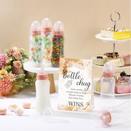 Trelaco 12 Pcs Baby Shower Bottle Chug Game, Bear, Brown - Image 4