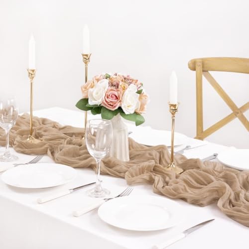 Nude Cheesecloth Table Runner Neutral Boho Fall Runner for Table, 12 Pack - Image 4
