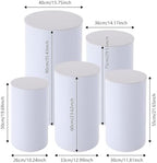 5PCS White Round Cylinder Pedestal Stands Display 19.7''+21.6''+23.6''+29.5''+35.4'' Height PVC Cylinder Tables for Party Cake Flower Backdrop Dessert Pillars for Birthday Wedding Baby Shower Event Decoration - Image 2