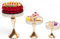 3 Piece Set Gold Crystal Cake Holder Wedding Dessert Metal upcake Stand Set with Mirror Plate Birthday Party Decorations for Tables by SanBouSi