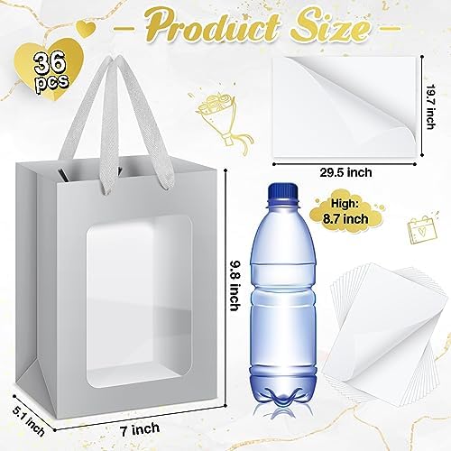 Zhanmai 36 Pcs Kraft Paper Gift Bags with Clear Window Handles, Silver - Image 2