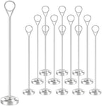 Radezon 12 Pack Silver Table Number Holders, 10inch Weighted Base Place Card Holders for Outdoor Wedding, Windproof Sturdy Metal Photo Stands for Reception Tables, Parties & Events by Radezon