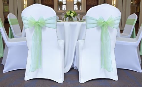 Pack of 125 Organza Chair Sashes for Wedding & Event Décor – Apple Green - Image 2