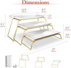 Bumusty Large 3-Tier Melamine Serving Tray Set, 17 x 8.7 in, Gold Stand - Image 3
