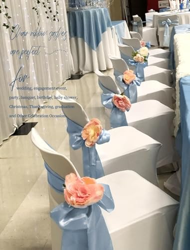 fani 120 PCS Satin Chair Sashes, 7x78 Inch, Dusty Blue - Image 6