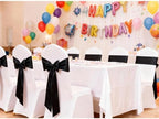 50 Pack Satin Black Chair Ribbons, Black Satin Chair Bows Sashes - Image 2