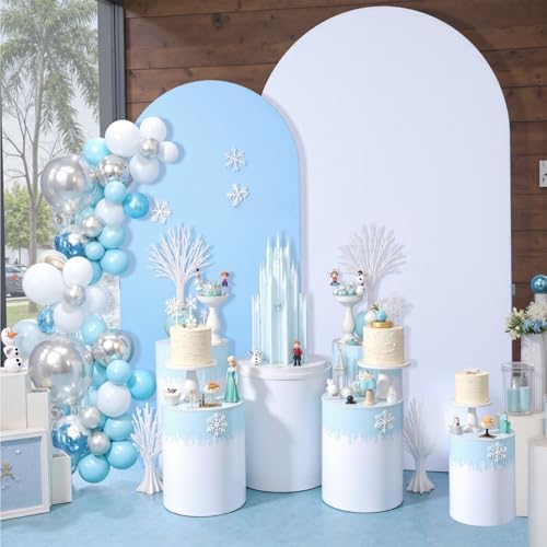 Baby Shower Arch Backdrop Cover-7.2ft 6ft Dual Color White Blue Arch Covers - Image 6