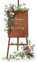 Ling's moment Welcome Sign Flowers, Wedding Floral Swag, Dusty Rose Mauve by LingsMoment