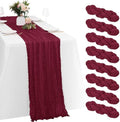 8 Pack Burgundy Cheesecloth Table Runners 20x120 Inch Gauze Table Runner 10FT Easter Cheese Cloth Table Runner Rustic Sheer Runner for Wedding Baby Shower Birthday Party Table Decor by Yorcari