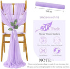 QueenDream Wedding Aisle Chair Sashes Decorations 36 Pieces Light Purple Soft Chair Sashes Tulle Chairs Covers with Artificial Eucalyptus - Image 5