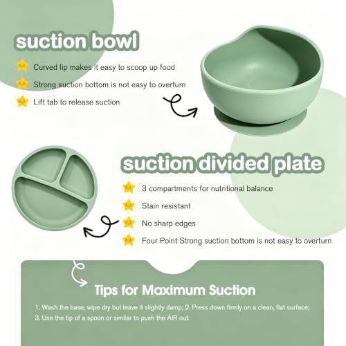 Silicone Baby Feeding Utensils Set for 6+ Months, 17 Pcs, Green - Image 6