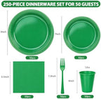 250Pcs Green Plastic Party Plates and Napkins Set for Halloween, Christmas - Image 2