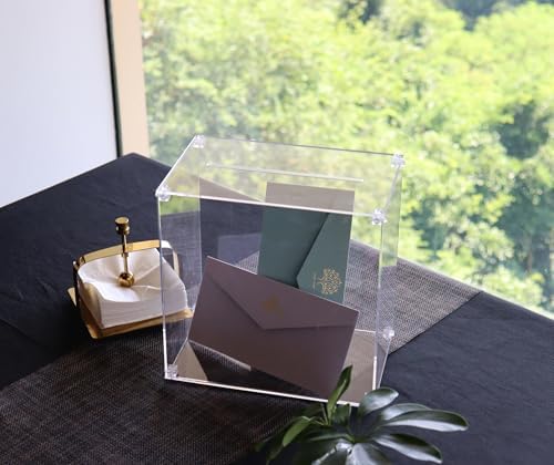 Clear Acrylic Wedding Card Box, DIY Large Card Box with Clear Assembly Parts, Party Cards Receiving for Birthdays, Graduation & Baby Shower Decorations, Easy for Traveling(10x10x6.18”) - Image 6