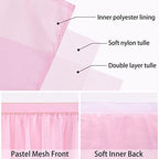Rectangle Table Skirt Pink 14FT Tulle Table Skirting LED Tutu Tablecloth for Wedding Birthday Party Baby Shower Decorations - Image 6
