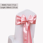 50 Pack Dusty Pink Chair Sashes, Satin Bows for Chairs for Birthday Wedding Party Gender Reveal Decor, Dusty Pink Chair Bows Sashes, Romantic Chairs Ribbons Ties - Image 5