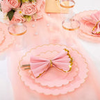 LIYH 210pcs Pink Gold Scalloped Plastic Plates, Elegant Party Dinnerware - Image 4