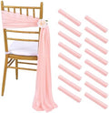 Fanqisi 16 Pieces Chair Sashes with Ribbons 8ft Long Blush Soft Fabric Drapes for Wedding Church Chair Aisle Decorations by Fanqisi