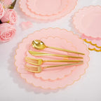 LIYH 210pcs Pink Gold Scalloped Plastic Plates, Elegant Party Dinnerware - Image 6