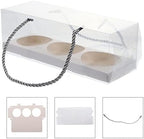 Housoutil 10PCS Clear Bakery Cake Boxes Portable Bakery Box Pastry Dessert Cookie with Handle and Paperboard for Birthday Wedding Mothers Day Baby Shower Graduate Party (White) - Image 3