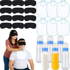 Leinuosen 24 Pcs Baby Shower Blindfold Feeding Game Set Include 6 Plastic Chug Bottles 6 Bib and 12 Eye Mask Blindfold Baby Feeding Bottle Chug Game for Adult Gender Reveal Party Supplies(Blue) by Leinuosen