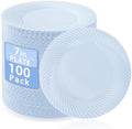 IOOOOO 100 Pcs 7" Blue Plastic Dessert Plates, Fancy Blue Cake Plates by I00000