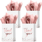 Tinlade 50 Pcs Thank You Gift Bags Bulk Paper Thank You Wedding Bags with Handle for Business, Shopping, Wedding, Baby Shower, Party Favors(Gold Stamp,Rose Gold) by Tinlade