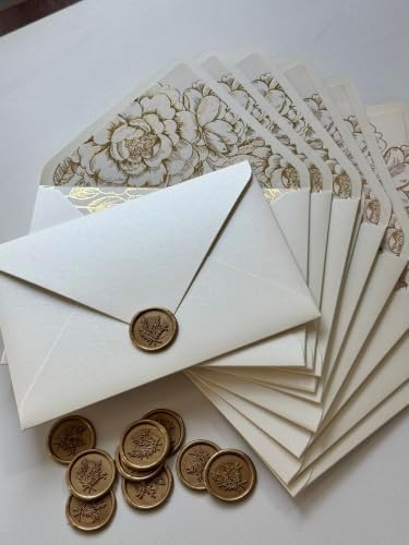 20 Pearl Ivory Envelope with Gold Foil Floral Liner for 5*7 inch Invitation - Image 3