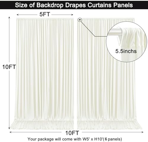 30x10ft Ivory Backdrop Curtain for Wedding Parties Wrinkle Free Fabric Ivory Drapes Backdrop Decoration for Baby Shower Birthday Photography Decoration 6 Panels, 5ft x 10ft - Image 6
