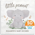 Big Dot of Happiness Personalized Elephant Napkins, Custom Little Peanut Baby Shower or First Birthday Party Decor, White 3-Ply Paper Luncheon Dinner Napkins - 50 Count by BigDotofHappiness