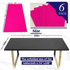 [6 Pack] Hot Magenta Paper Tablecloth Disposable for Rectangle Tables, 54 X 108 Inch Party Table Cover with Plastic Backing, Waterproof 3 Ply Table Cloth for Bachelorette Valentine's Day - Image 6