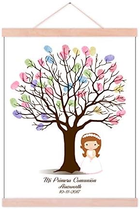 Personalized Guestbook Alternative for Girls Communion Wedding Gift DIY Fingerprint Tree Signature Sign-in Guest Book Wedding Favors Accessories Ready to Hang60x80cm by Unknown