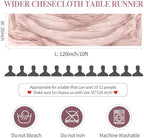 10 Pack Dusty Pink Spring Summer Cheesecloth Table Runners 35x120 Inches, 10FT Pink Table Runner Boho Gauze Cheese Cloth Table Runner for Wedding Baby Shower Birthday Party Decor - Image 6