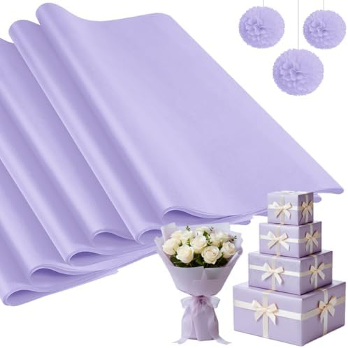 500 Sheets Lavender Tissue Paper Bulk 15 x 20 Inch for Fall Wedding Gifts by Qilery