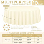 Showgeous 90 Inch Beige Round Tablecloths, Polyester Table Covers - Image 2