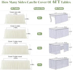 PARTISKY Light Ivory Pleated Ruffle Table Cloth for Wedding Baby Shower Display Table,Wrinkle Resistant Polyester Table Skirt for Rectangle Tables 17ft - Image 7