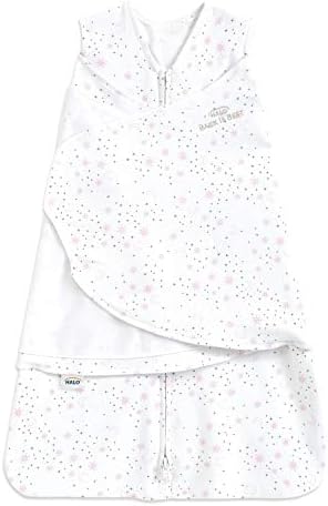 HALO 100% Cotton Sleepsack Swaddle, 3-Way Adjustable Wearable Blanket, TOG 1.5, Midnight Moons Pink, Newborn, 0-3 Months by HALO