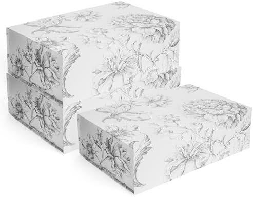 Luxury Keepsake Gift Box Silver Floral 11.5" x 7.5" x 3.5" (3-Pack) by Sorarto