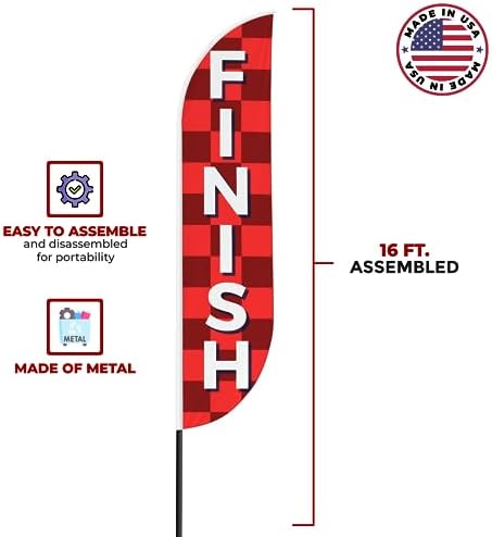 Finish Sign Feather Flag Pole Kit for Outdoor by Mavis Printing | 15 FEET Long Polyester Outdoor Banner Flag for Easy Hang | HD Print Swooper Flag Pole Mount to Celebrate Finish | Made in USA - Image 5