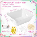 EVELOMO 10 Pack Empty Gift Baskets to Fill - 12" x 10" Large Baskets for Gifts Empty, Sturdy DIY Gifts Baskets Sets with 500g Crinkle Cut Papers for Birthdays Weddings Parties & Holidays (White) - Image 4