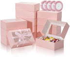 COTOPHER 50Pcs Cookie Boxes with Ribbons, 9x6x3 Inch Pink Bakery Boxes by COTOPHER