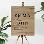 Andaz Press Large Wooden Welcome Sign for Wedding Rustic Welcome Sign 16" x 20" Custom Names Date & Location Modern Wedding Signage English Oak MDF Wood Finish Wedding Reception Indoor Outdoor Signs - Image 2